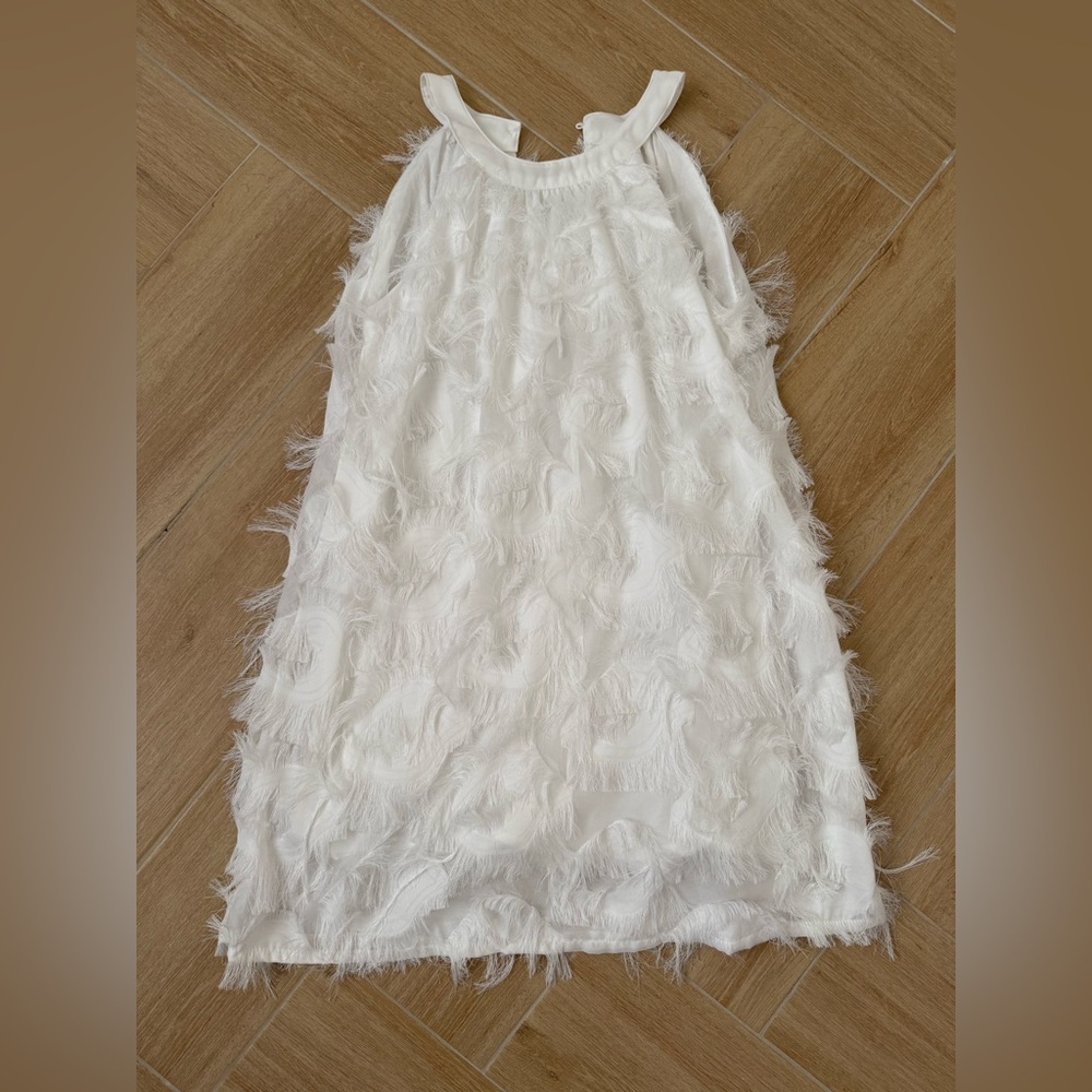 Girls white fringe dress